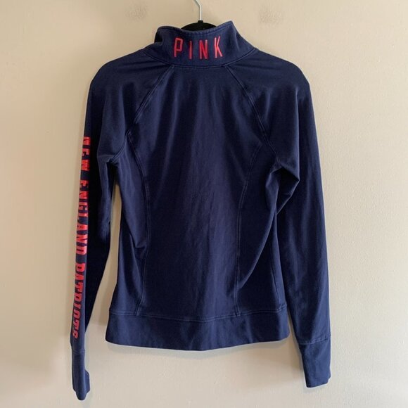PINK Victoria's Secret NFL New England Patriots Mock Neck 3/4 Zip Sweatshirt - Picture 2 of 7
